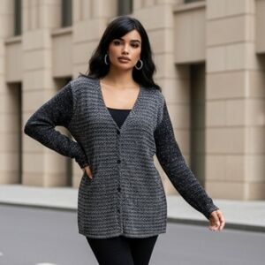 Russ Woman Black and Gray Women's Textured Layered Top Size 2